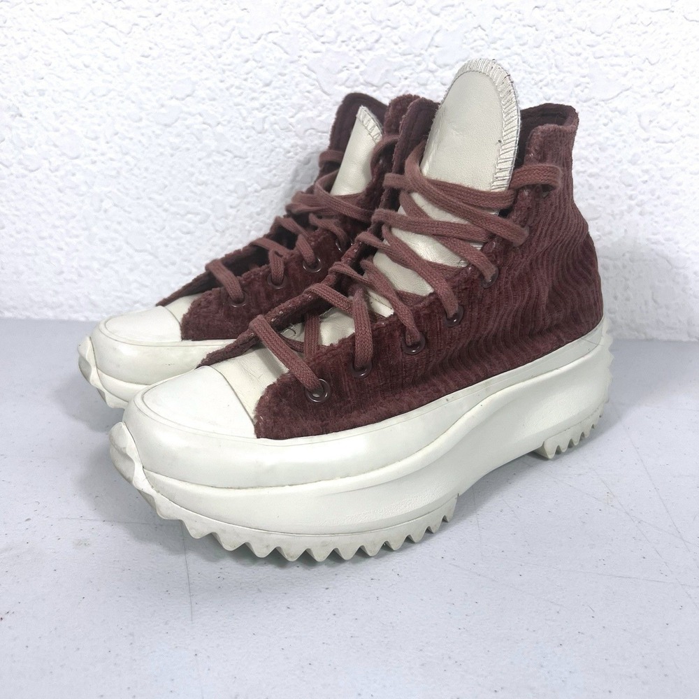 Converse Run Star Hike Corduroy Wine Platform High Top Sneakers Women 7